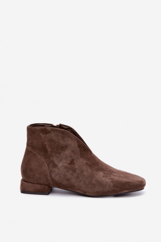 Stivaletti khaki bassi Cut Out con tacchi larghi Canella