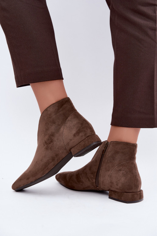 Stivaletti khaki bassi Cut Out con tacchi larghi Canella