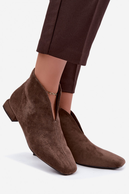 Stivaletti khaki bassi Cut Out con tacchi larghi Canella