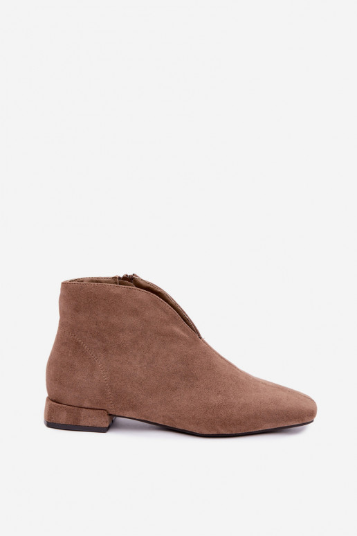 Stivaletti color sabbia bassi Cut Out con tacchi larghi Canella