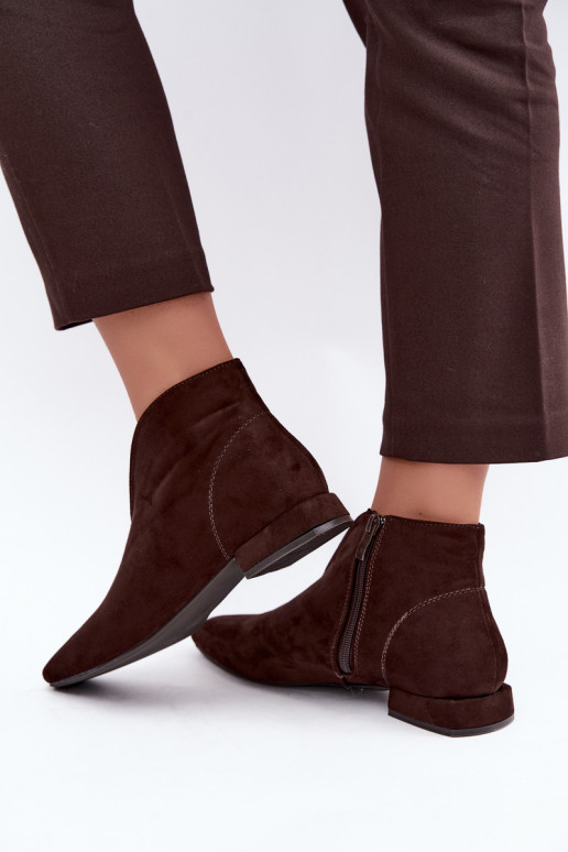 Stivaletti color cioccolato bassi Cut Out con tacchi larghi Canella