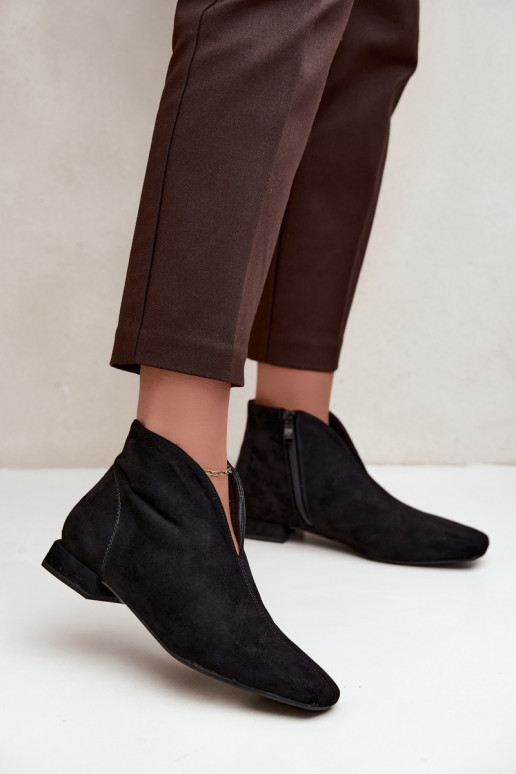 Stivaletti neri bassi Cut Out con tacchi larghi Canella