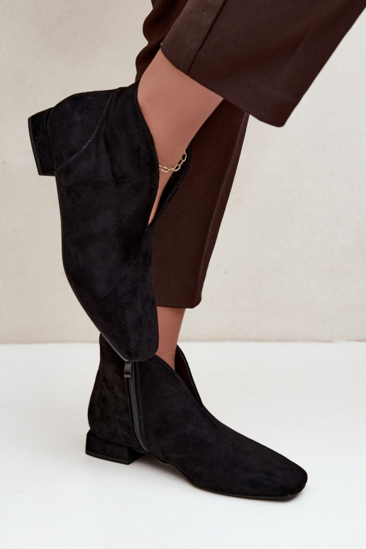 Stivaletti neri bassi Cut Out con tacchi larghi Canella