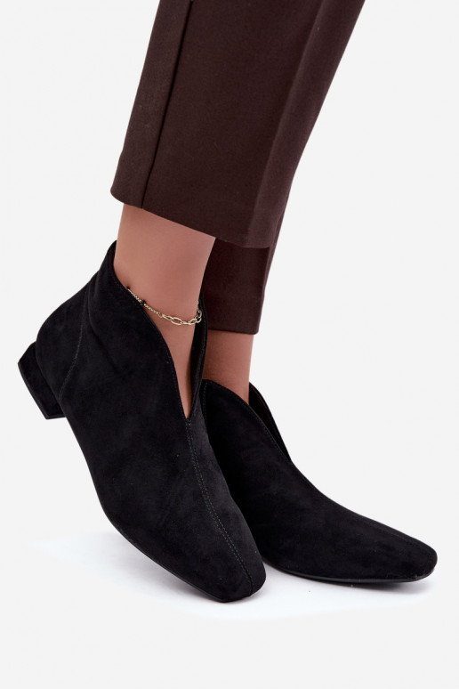 Stivaletti neri bassi Cut Out con tacchi larghi Canella