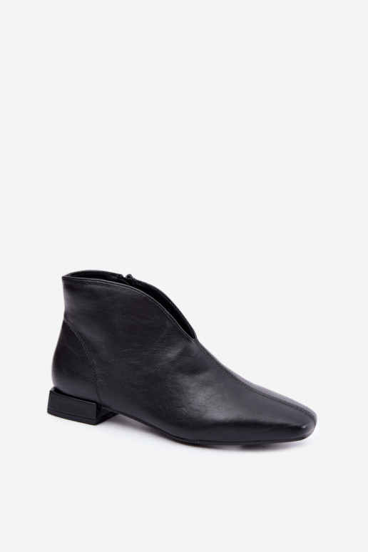 Stivaletti neri bassi Cut Out con tacchi larghi in ecopelle Canella