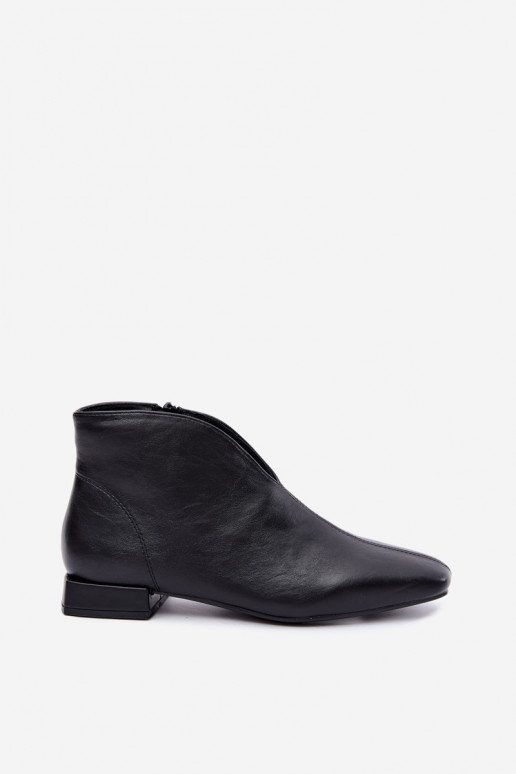 Stivaletti neri bassi Cut Out con tacchi larghi in ecopelle Canella