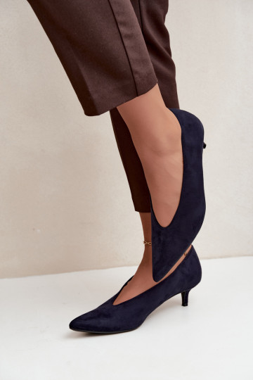 Scarpe in suede blu scuro con Kitten Heel Nuretta