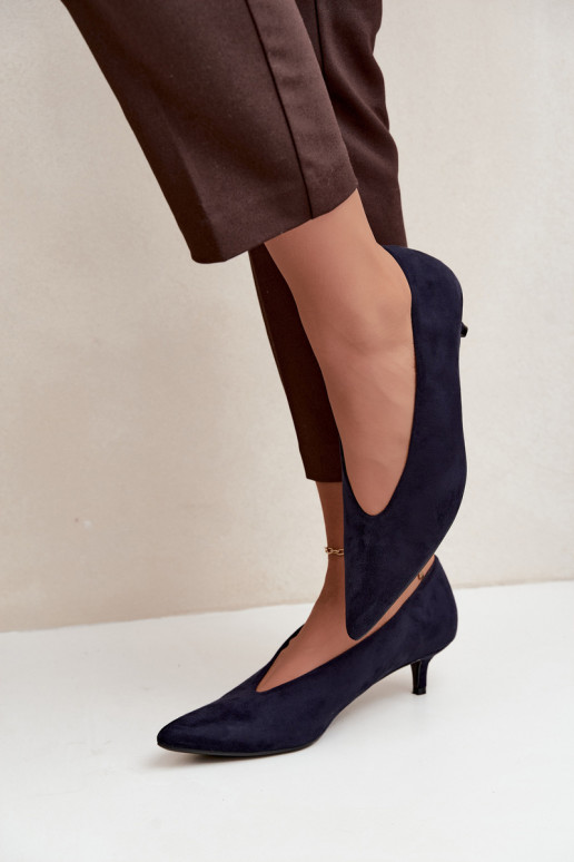 Scarpe in suede blu scuro con Kitten Heel Nuretta