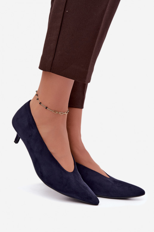 Scarpe in suede blu scuro con Kitten Heel Nuretta