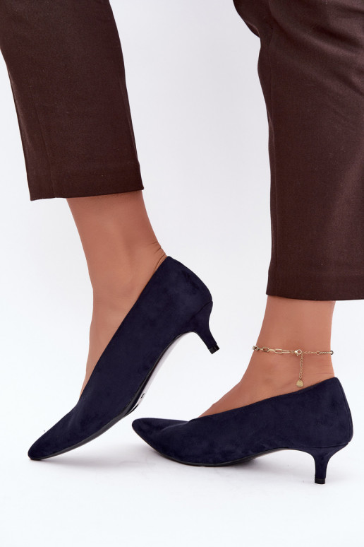 Scarpe in suede blu scuro con Kitten Heel Nuretta