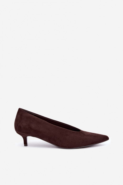 Scarpe in suede color cioccolato con Kitten Heel Nuretta
