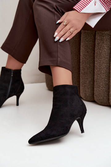 Stivaletti neri in suede sintetico con tacchi a punta Niretta 2