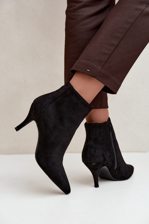 Stivaletti neri in suede sintetico con tacchi a punta Niretta
