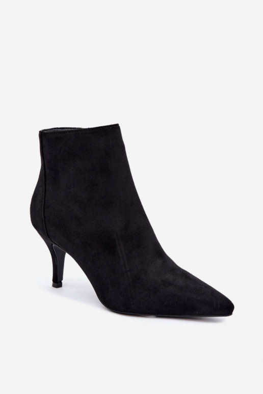 Stivaletti neri in suede sintetico con tacchi a punta Niretta