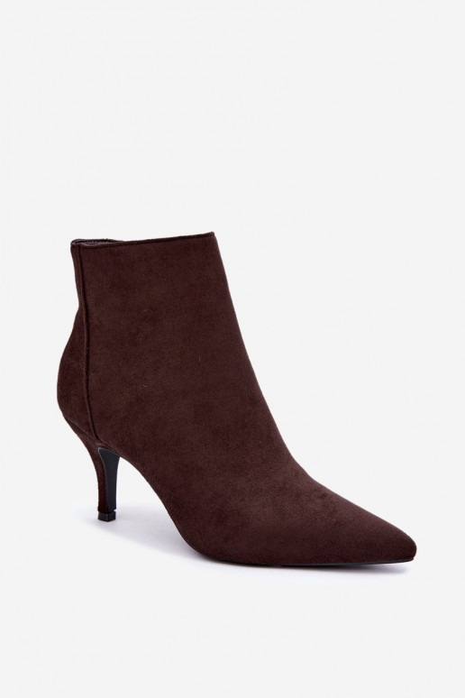 Stivaletti color cioccolato in suede sintetico con tacchi a punta Niretta
