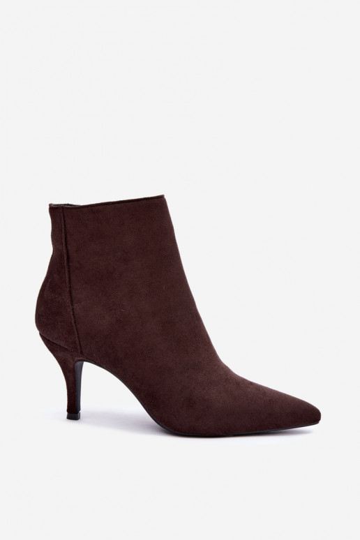 Stivaletti color cioccolato in suede sintetico con tacchi a punta Niretta