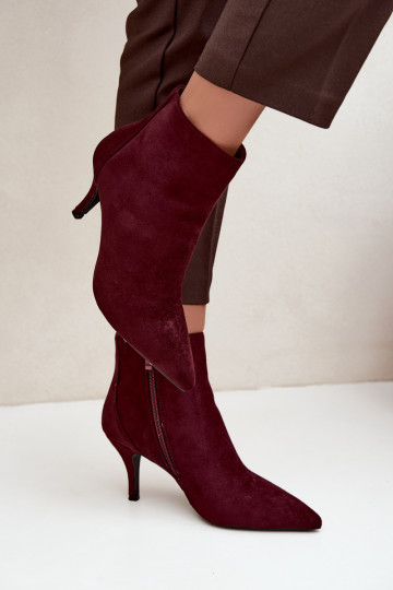 Stivaletti bordeaux in suede sintetico con tacchi a punta Niretta