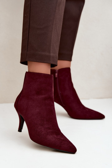 Stivaletti bordeaux in suede sintetico con tacchi a punta Niretta 2