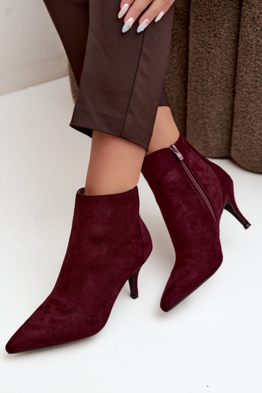 Stivaletti bordeaux in suede sintetico con tacchi a punta Niretta