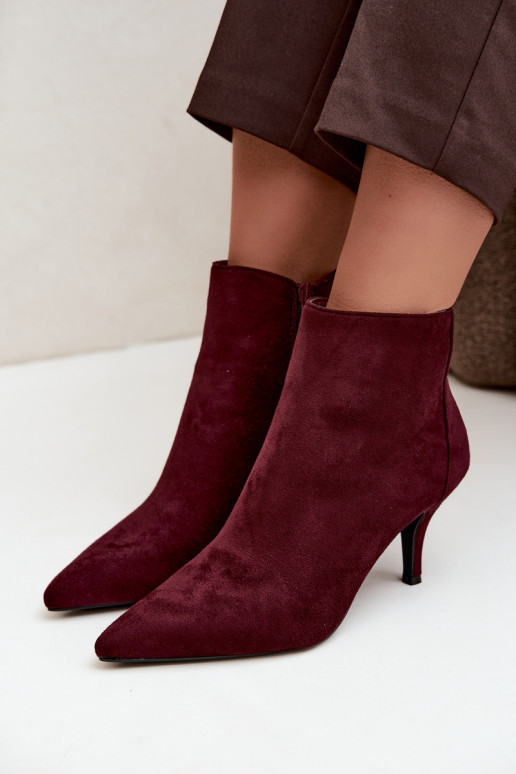 Stivaletti bordeaux in suede sintetico con tacchi a punta Niretta