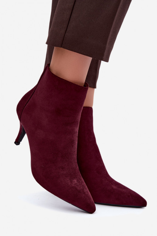 Stivaletti bordeaux in suede sintetico con tacchi a punta Niretta