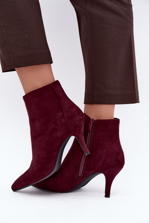 Stivaletti bordeaux in suede sintetico con tacchi a punta Niretta