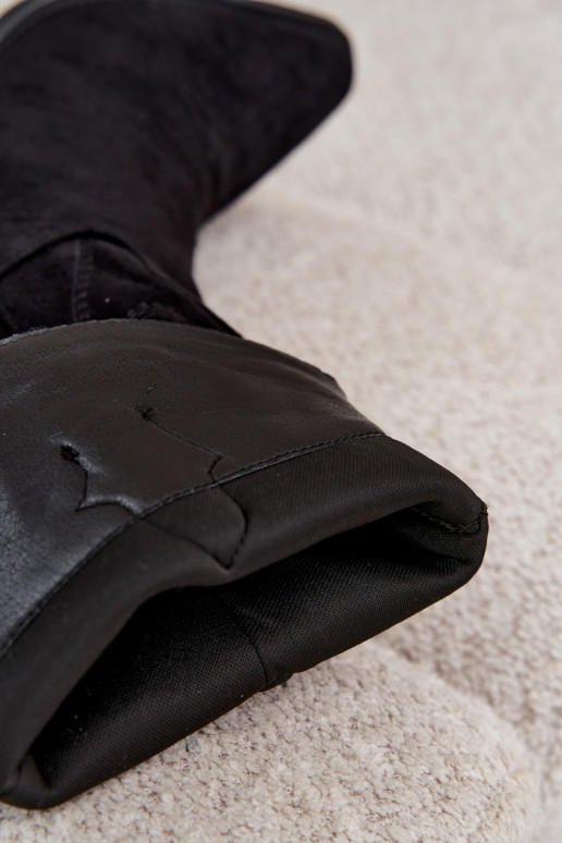 Stivali neri in suede sintetico stile cowboy con tacchi Jarissa