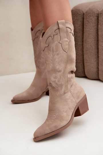 Stivali sabbia in suede sintetico stile cowboy con tacchi Jarissa 2