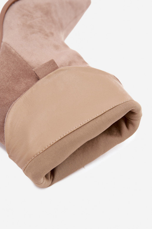 Stivaletti sabbia in suede con rouches sul tacco Inela