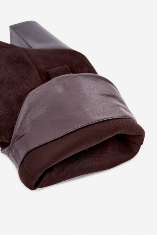 Stivaletti color cioccolato in suede con rouches sul tacco Inela