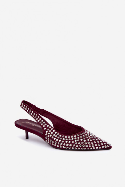 Sandali bordeaux da donna con borchie e tacco basso Tai turidden