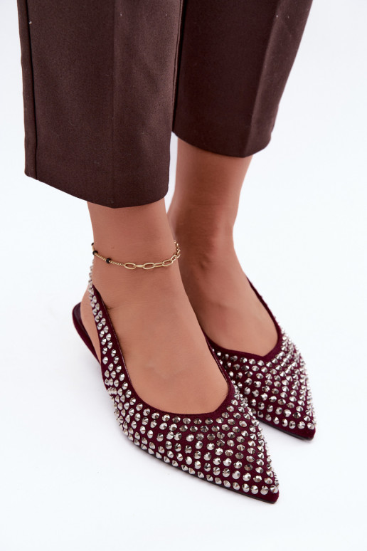 Sandali bordeaux da donna con borchie e tacco basso Tai turidden