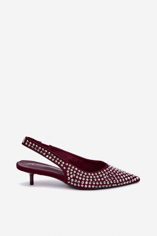 Sandali bordeaux da donna con borchie e tacco basso Tai turidden