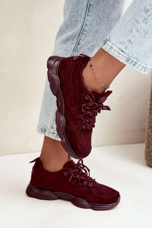 Sneakers da donna in colore bordeaux Shaley