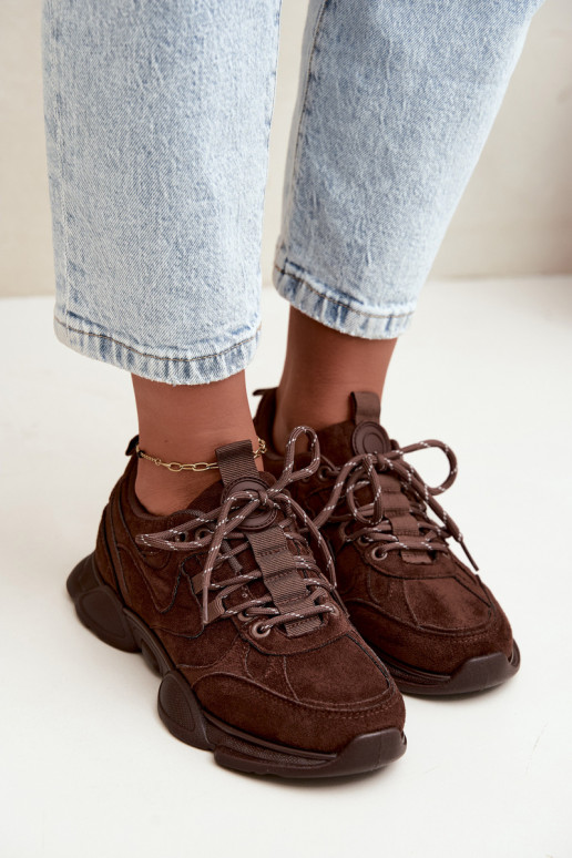 Sneakers da donna in colore cioccolato Shaley