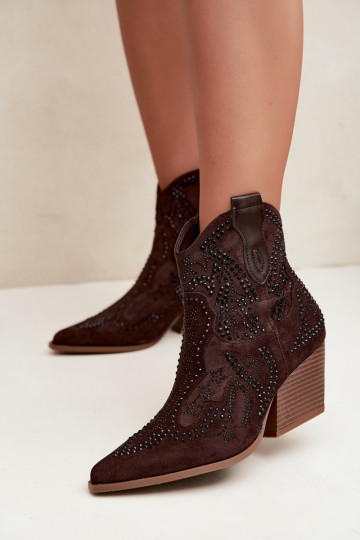Stivaletti in stile cowboy neri con decorazioni in colore cioccolato Selden 2