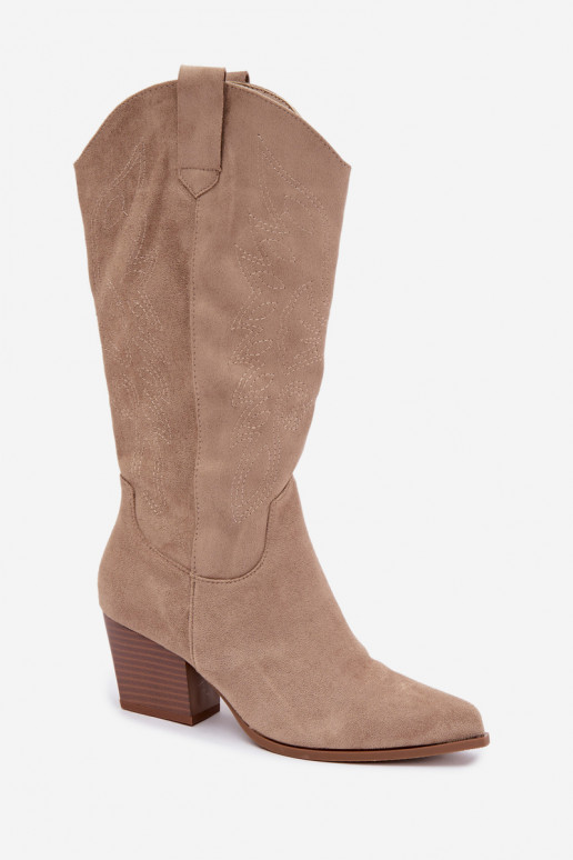 Stivali lunghi in stile cowboy con tacchi in colore khaki Hartley