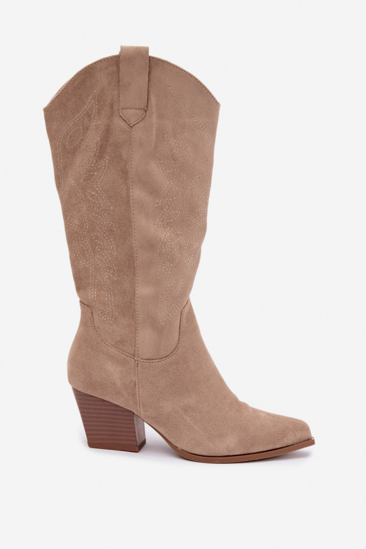 Stivali lunghi in stile cowboy con tacchi in colore khaki Hartley