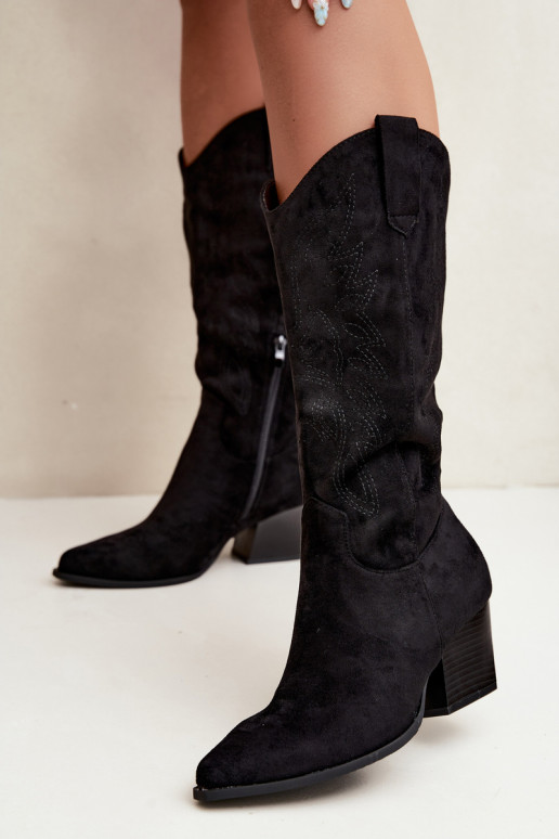 Stivali lunghi in stile cowboy con tacchi in colore nero Hartley