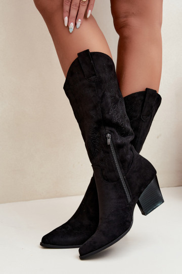 Stivali lunghi in stile cowboy con tacchi in colore nero Hartley 2