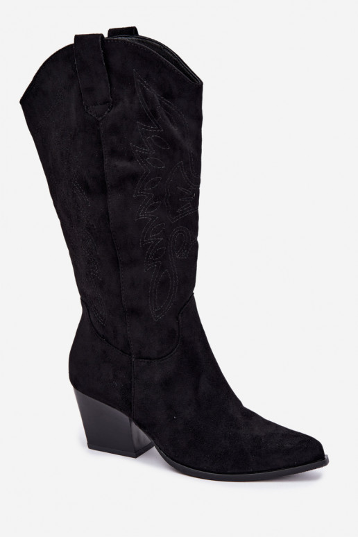 Stivali lunghi in stile cowboy con tacchi in colore nero Hartley