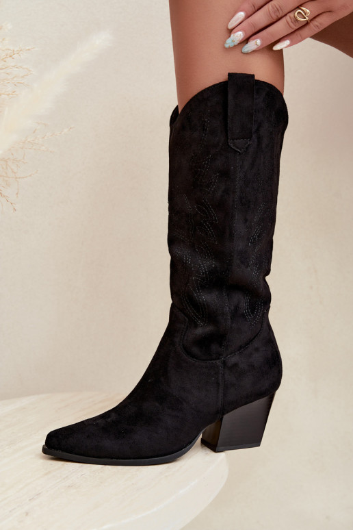 Stivali lunghi in stile cowboy con tacchi in colore nero Hartley
