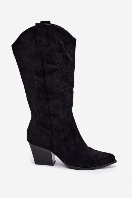 Stivali lunghi in stile cowboy con tacchi in colore nero Hartley