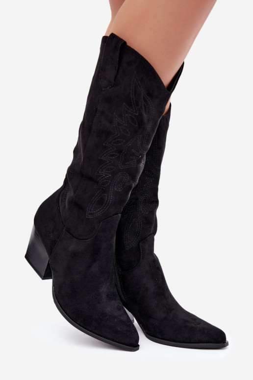 Stivali lunghi in stile cowboy con tacchi in colore nero Hartley