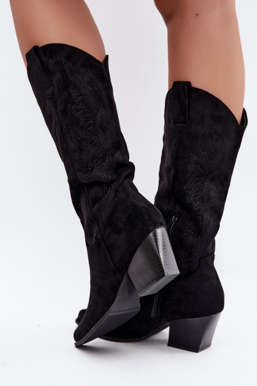Stivali lunghi in stile cowboy con tacchi in colore nero Hartley