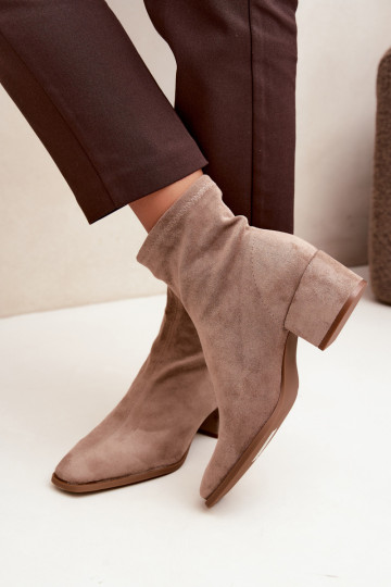 Stivaletti con tacco da donna tipo Klocek in colore khaki Rosley