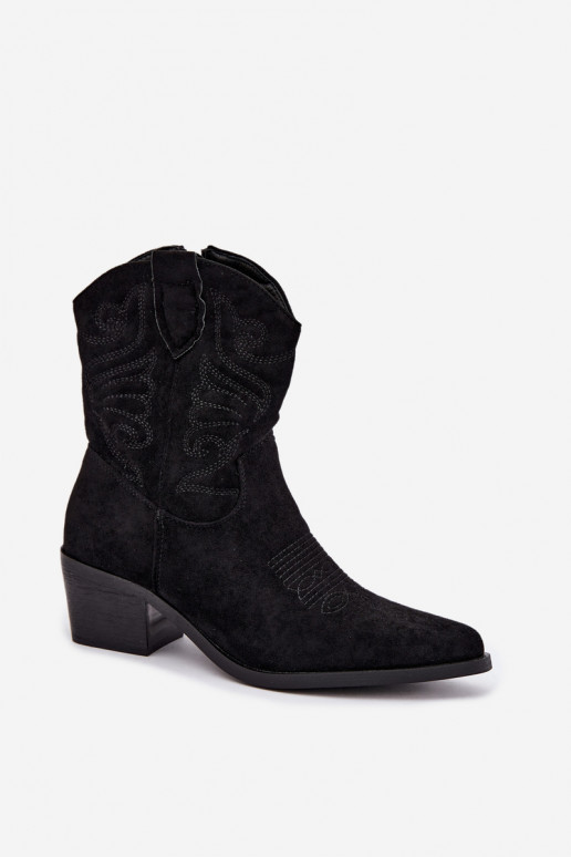 stivaletti cowboy foderati in pelliccia sintetica con tacco in colore nero Corlie