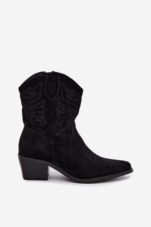 stivaletti cowboy foderati in pelliccia sintetica con tacco in colore nero Corlie