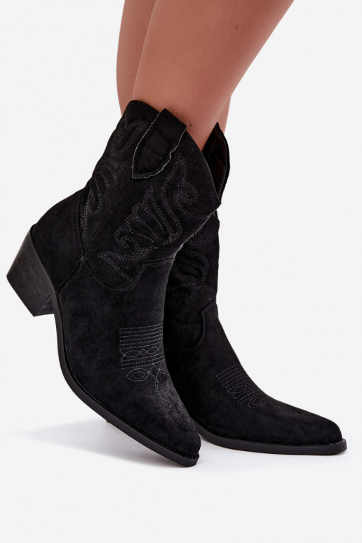 stivaletti cowboy foderati in pelliccia sintetica con tacco in colore nero Corlie