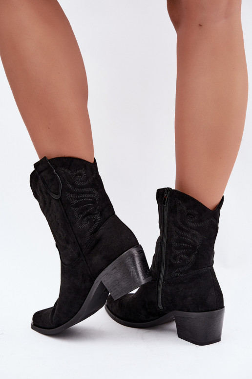 stivaletti cowboy foderati in pelliccia sintetica con tacco in colore nero Corlie